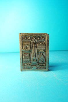 Vtg Metal Matchbox Holder GAY PARIS Eiffel Tower w/Union 